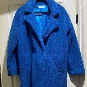 Blue Textured Women's Coat
